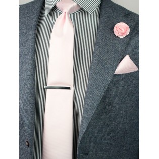 blush necktie hanky and lapel pin