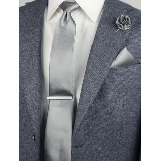 pin dot necktie in silver