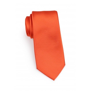 slim cut tie in tangerine orange with micro dots