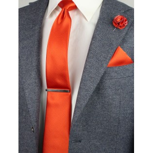 pin dot designer tie in tangerine orange