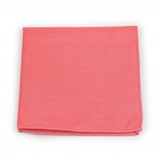 Sunset Coral Pocket Square in Linen Texture