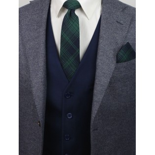 tartan plaid tie and pocket square in hunter green