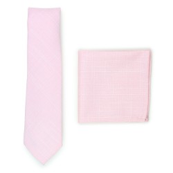 bridal pink slim cut cotton tie and hanky set