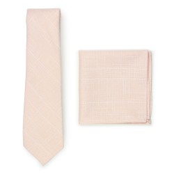 peach pink wedding skinny tie and pocket square