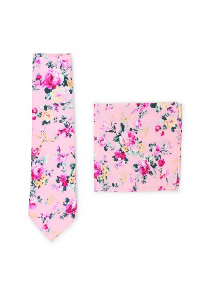 pink cotton floral tie for weddings