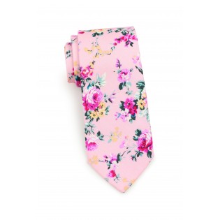 floral tie in pink in cotton
