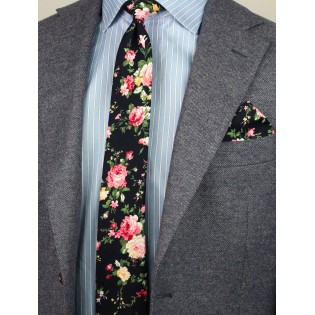 floral skinny tie with roses