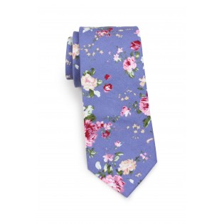 cotton tie in french blue and pink