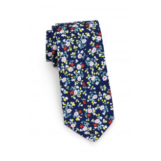 slim cotton tie with tiny flower design