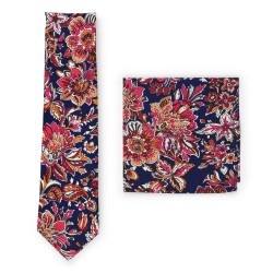 vintage flower cotton tie set in slim width