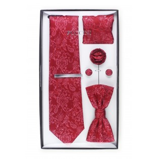 6-piece menswear set in raspberry red paisley