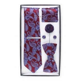 6-piece menswear set in burgundy paisley