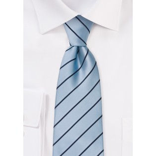 Light Blue Kids Necktie with Navy Stripes