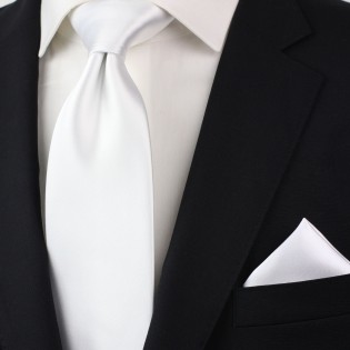 Extra long ties - Solid white XL necktie styled