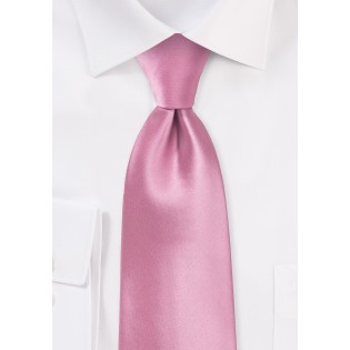 Solid Pink Tie in XL Length