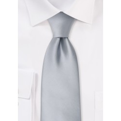 Extra long ties - Solid silver XL necktie