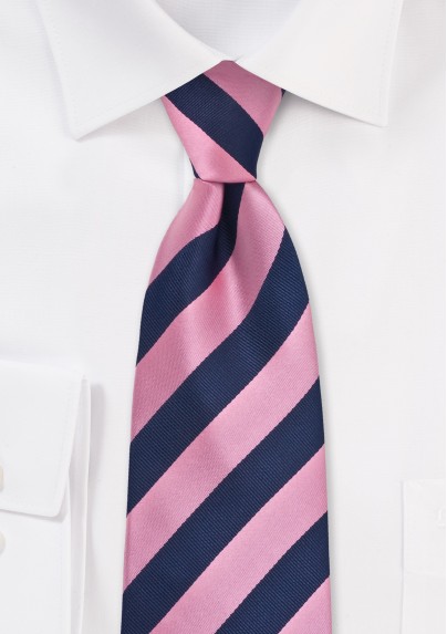 Pink and Navy Extra Long Tie