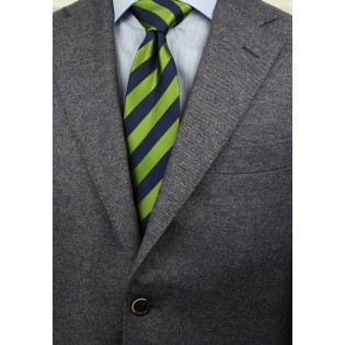 Citrus Green and Navy Striped Tie Styled