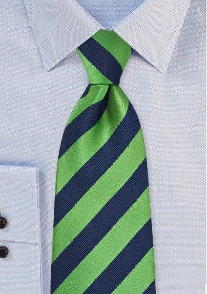 Navy and Green Striped Tie