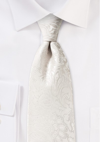 Wedding Necktie in Ivory with Paisley Print - Mens-Ties.com
