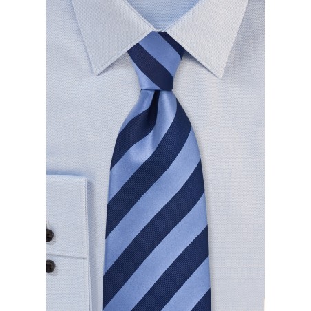 Classic Striped XL Length Tie in Blue