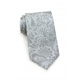 Silver Paisley Tie for Kids