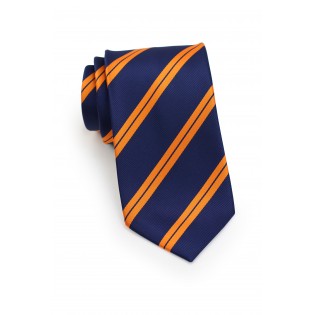 Modern Striped Tie in Navy and Orange