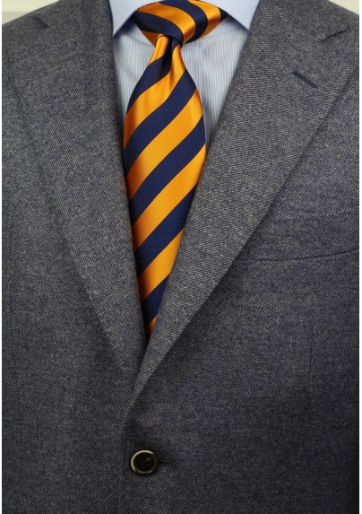 Orange and Navy Regimental Tie in XXL Size - Mens-Ties.com