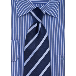 Navy Blue and Light Blue Striped Tie