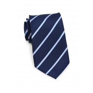 XL Tie in Navy and Light Blue Stripe