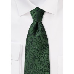 Forest Green and Black Paisley Tie