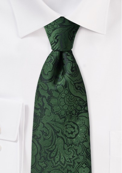 Forest Green and Black Paisley Tie