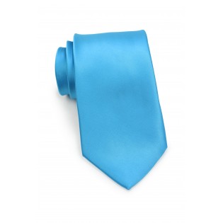 Solid Cyan Blue Tie in XL