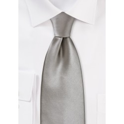 Solid Mercury Silver XL Length Tie