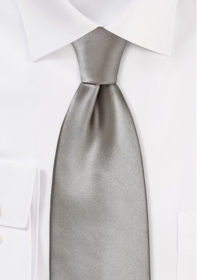 Solid Mercury Silver XL Length Tie