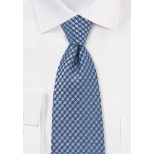 Blue Micro Check Tie in Extra Long Length