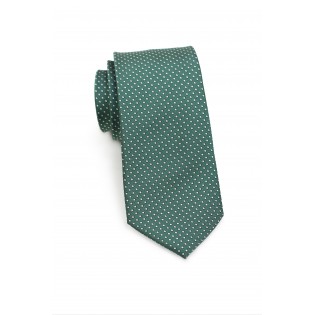 Dark Green Skinny Tie with Silver Dots