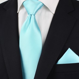 Light Turquoise Blue Kids Length Tie Styled