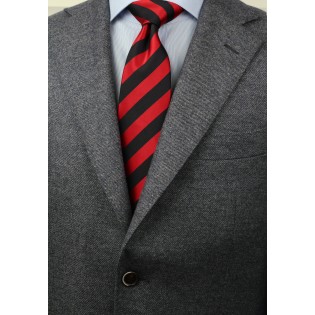 Red and Coal Black Striped Tie Styled
