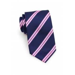 Kids Repp Striped Tie in Navy and Pink