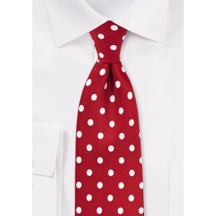 Polka Dot Tie in Tomato Red and White