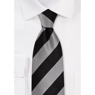 XL Striped Necktie in Gray and Black