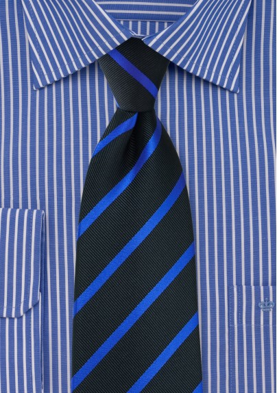 Black and Horizon Blue Striped Tie