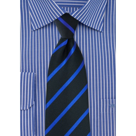 Black XL Tie with Horizon Blue Stripes