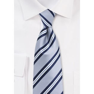 Preppy Gray Repp Striped Necktie