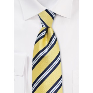Kids Repp Striped Tie in Yellow and Navy