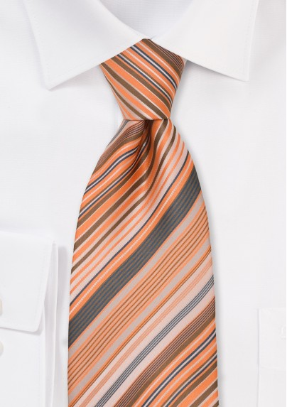 Coral Orange Striped Necktie