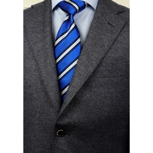 Horizon Blue Repp Striped Tie Styled