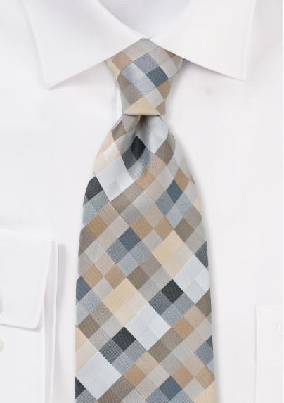 Kids Tie in Silvers and Taupes