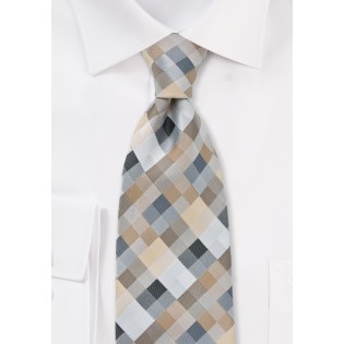 Kids Tie in Silvers and Taupes